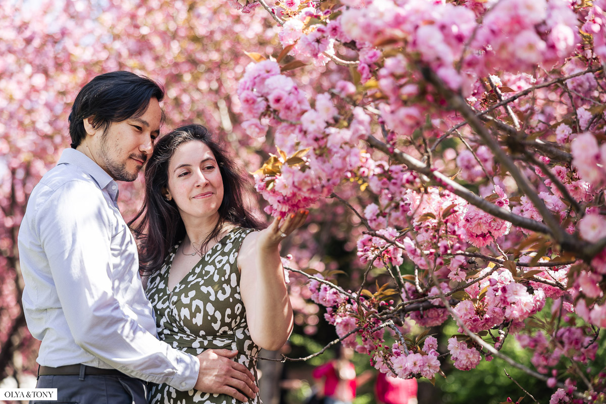 cherry blossom engagement photos in brooklyn botanic garden 14