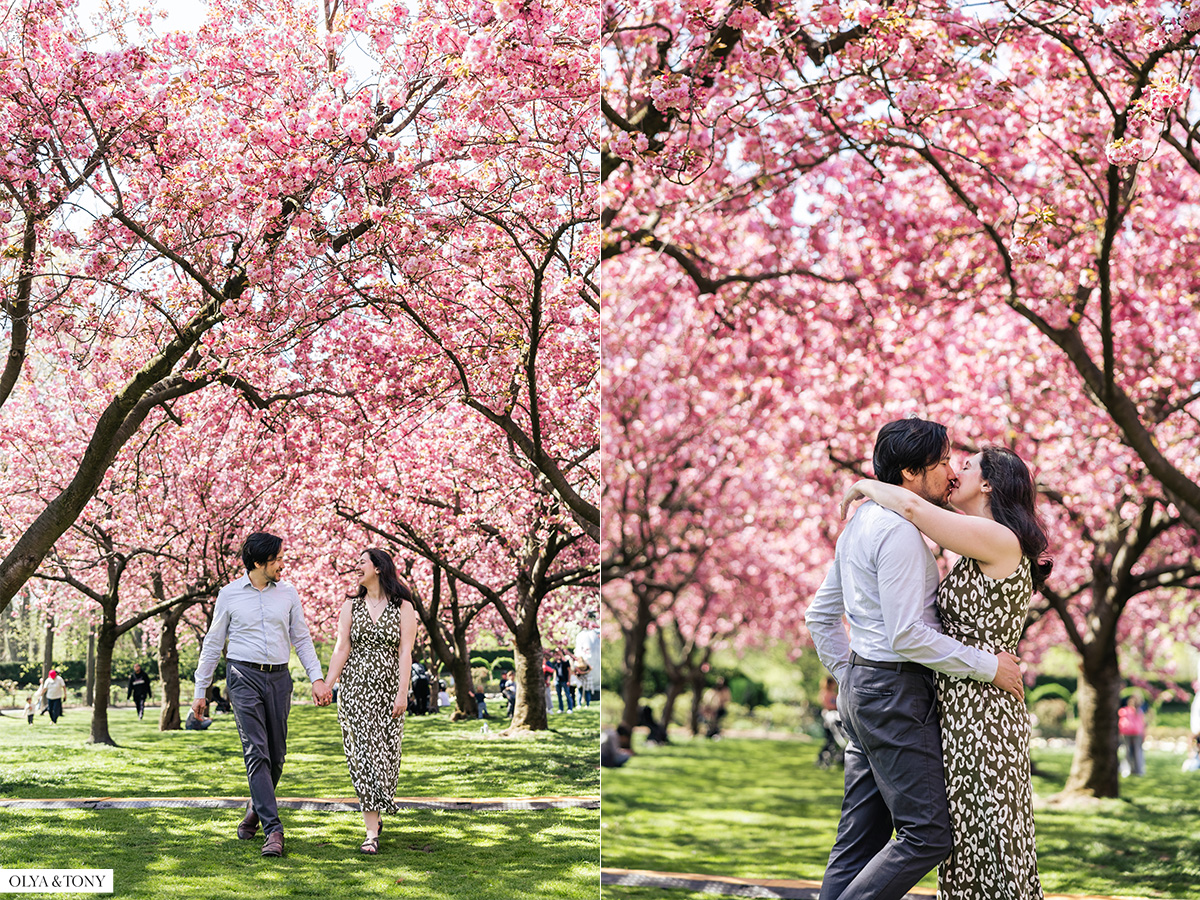 cherry blossom engagement photos in brooklyn botanic garden 16