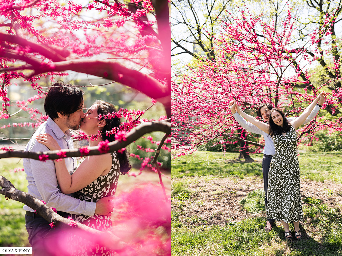 cherry blossom engagement photos in brooklyn botanic garden 4