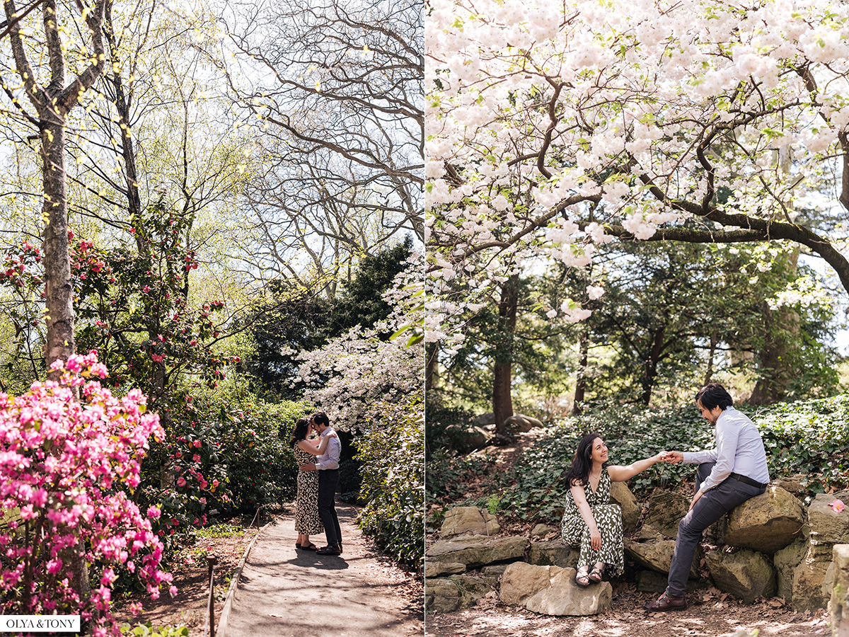 cherry blossom engagement photos in brooklyn botanic garden 9